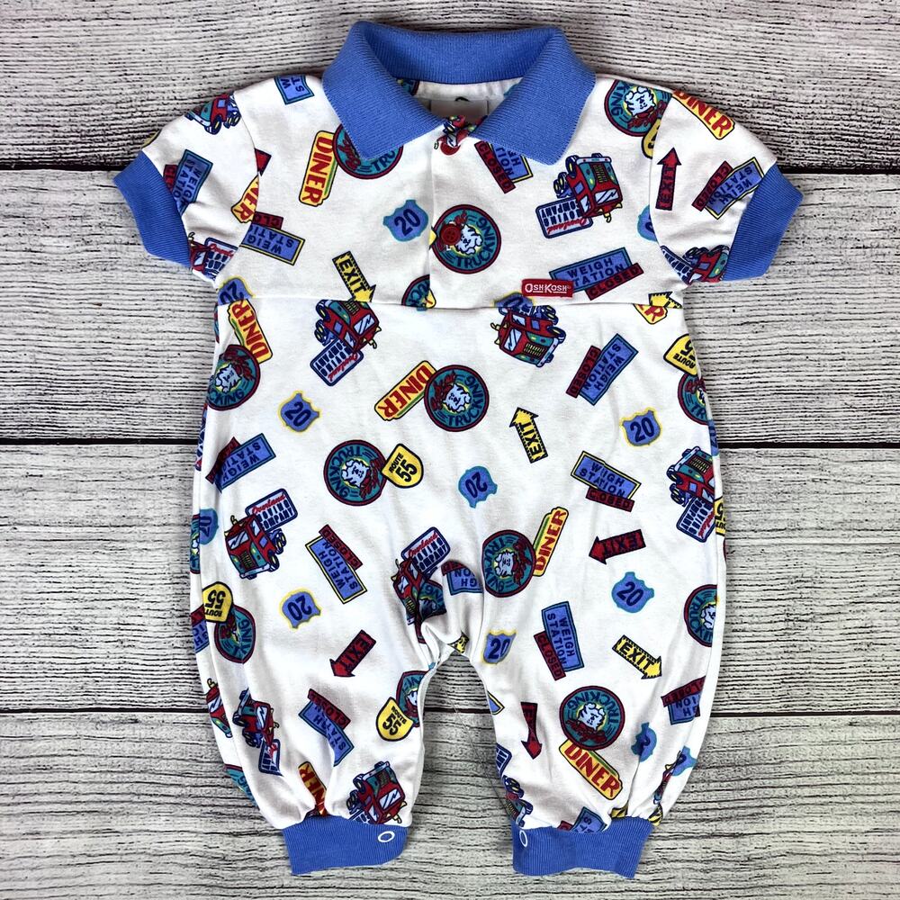 Vintage 1990s Osh Kosh B'Gosh Bobcat Trucking One Piece